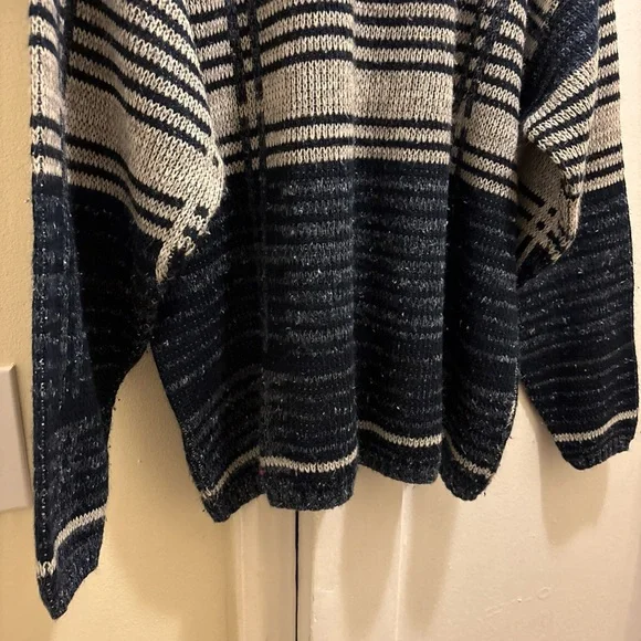 Vintage New Era Navy and White Striped Men's Crewneck Sweater size XL - Picture 2 of 6